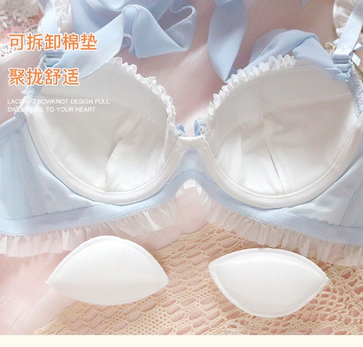 Blue-Snow Soft Girl Aesthetic Kawaii Lolita Lingerie Set