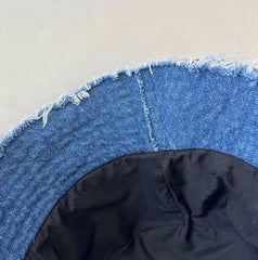 Blue Patchwork Denim Y2K Jean Bucket Hat