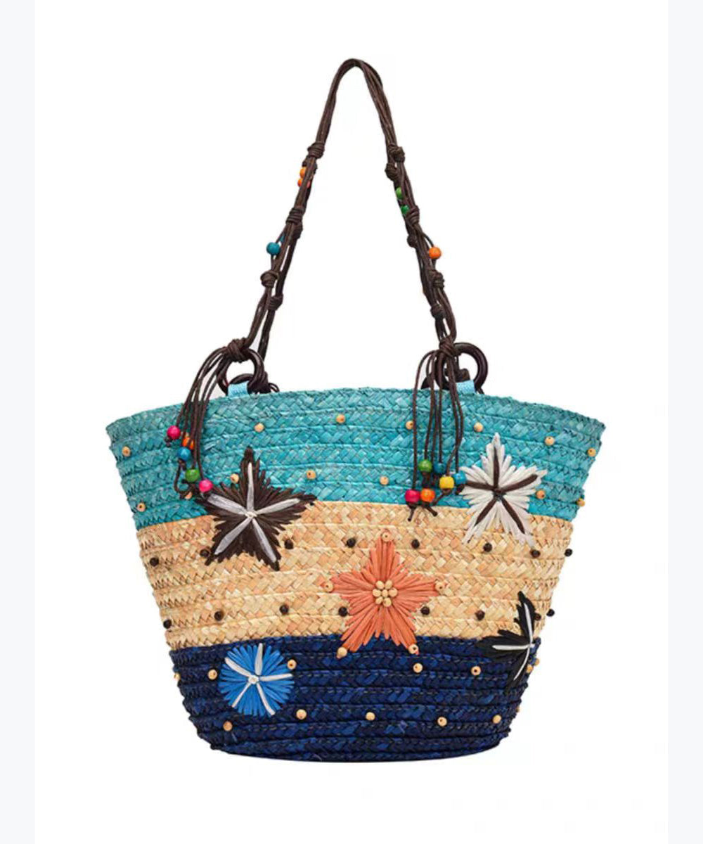 Bohemian Rose Handmade Straw Woven Satchel Bags