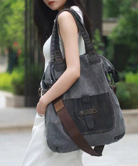 Boutique Large Capacity Solid Durable Canvas Satchel Bags