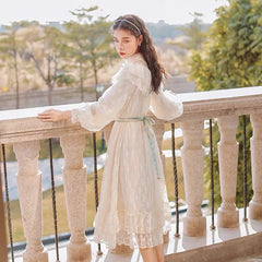 Bozana Romantic Victorian Vintage Lace Cottagecore Dress