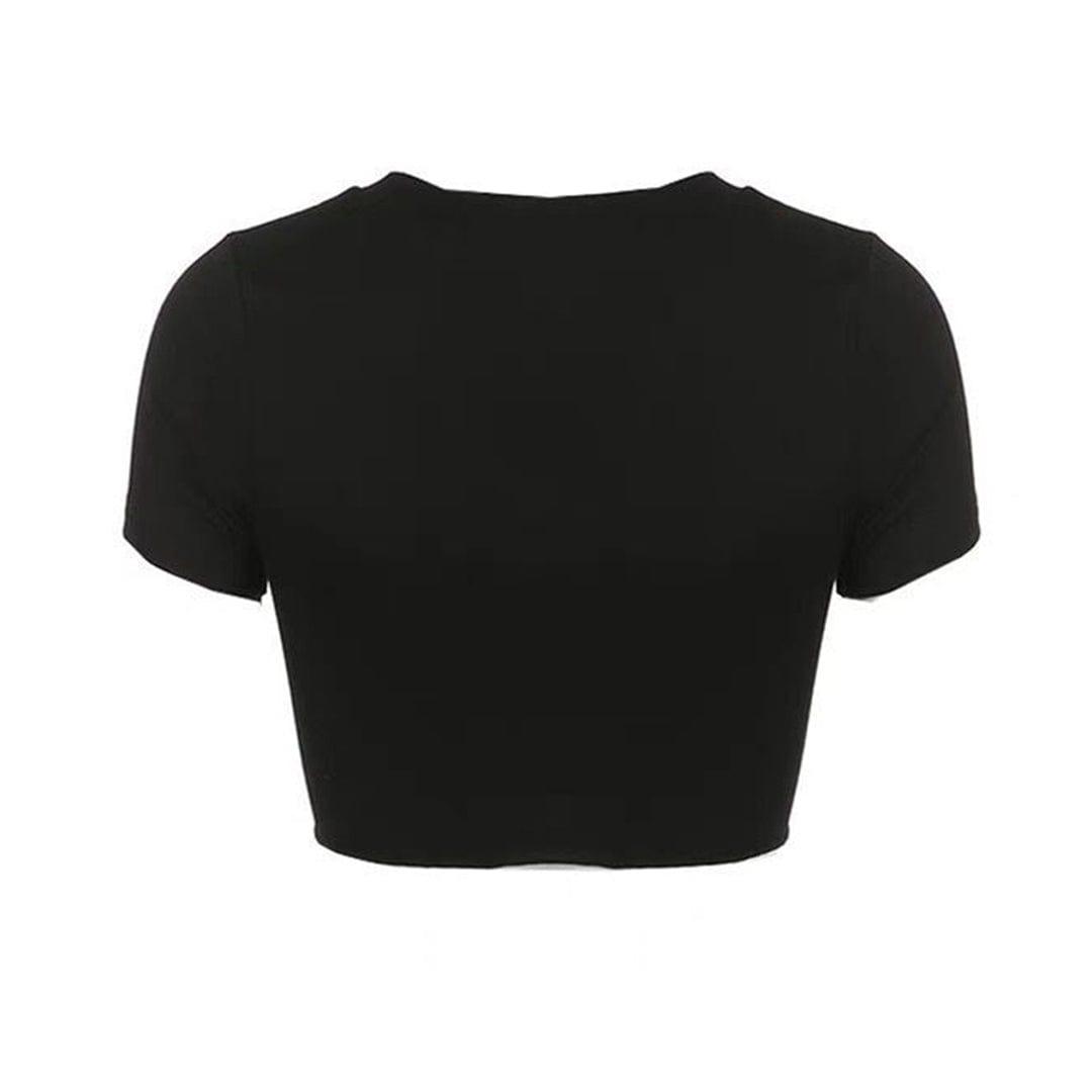 Butterfly Print Cropped Short Sleeve T Shirt