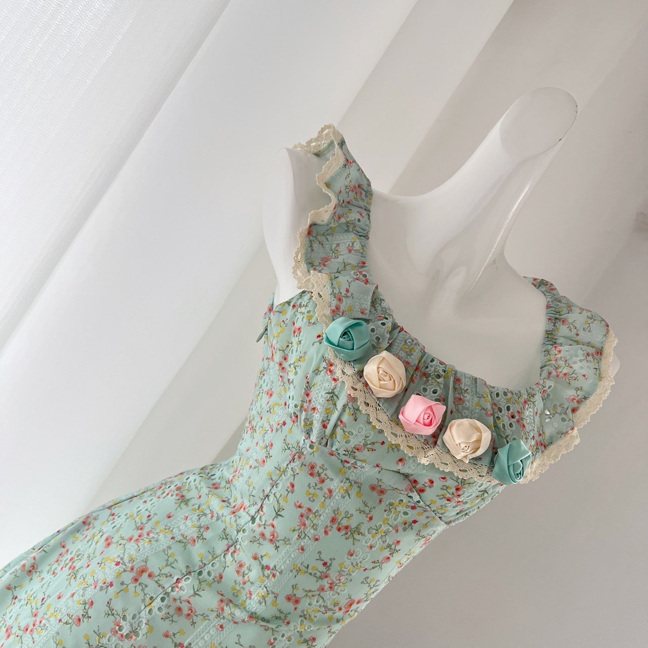 Lotus Rose Garden Fitted Cottagecore Dress