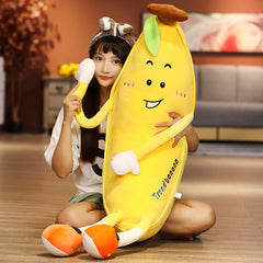 Cartoon Sports Big Banana Long Pillow Cross Stitch Doll Plush Toy Soft Cushion Kids Birthday Gift Home Decoration 80-135cm