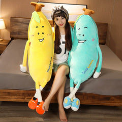 Cartoon Sports Big Banana Long Pillow Cross Stitch Doll Plush Toy Soft Cushion Kids Birthday Gift Home Decoration 80-135cm