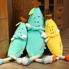 Cartoon Sports Big Banana Long Pillow Cross Stitch Doll Plush Toy Soft Cushion Kids Birthday Gift Home Decoration 80-135cm