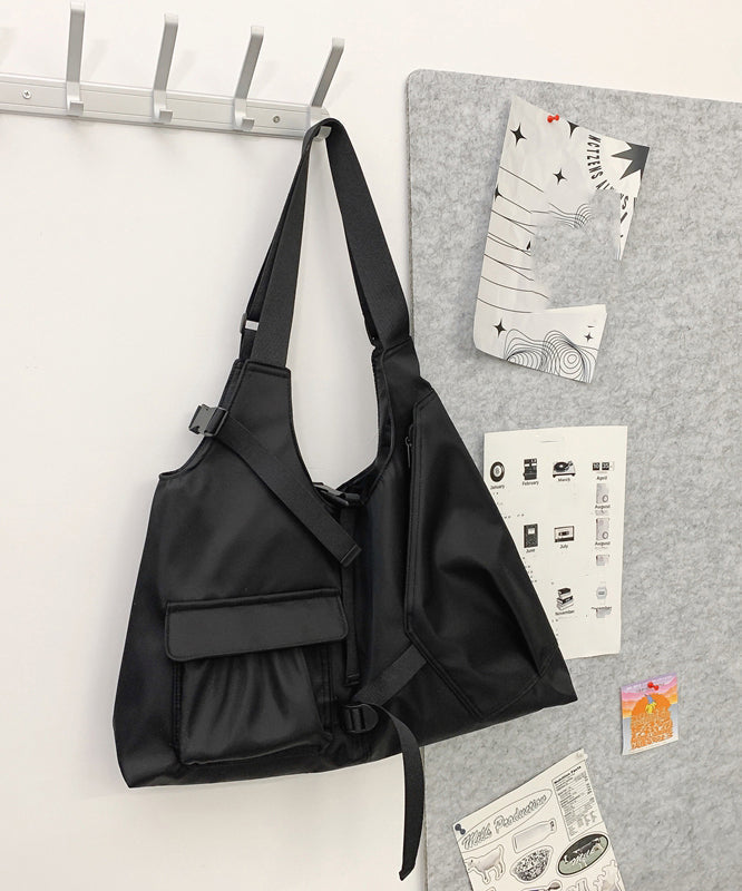Casual Black High Capacity Canvas Satchel Handbag