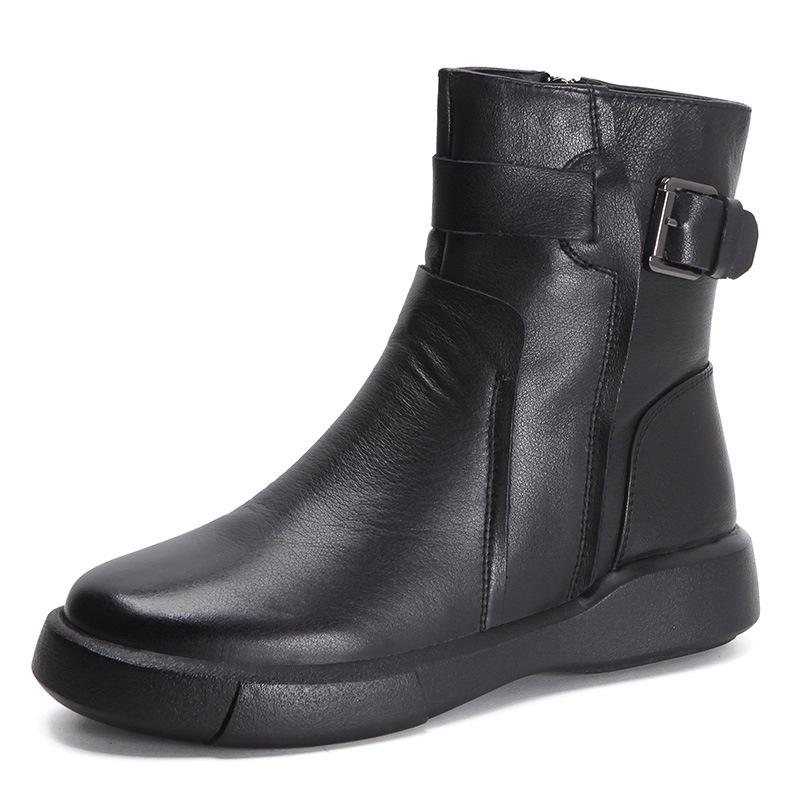 Casual Plush Lining Leather Boots