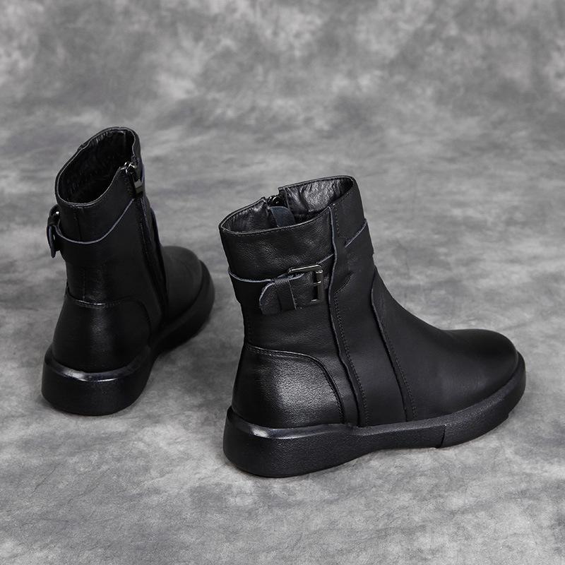 Casual Plush Lining Leather Boots