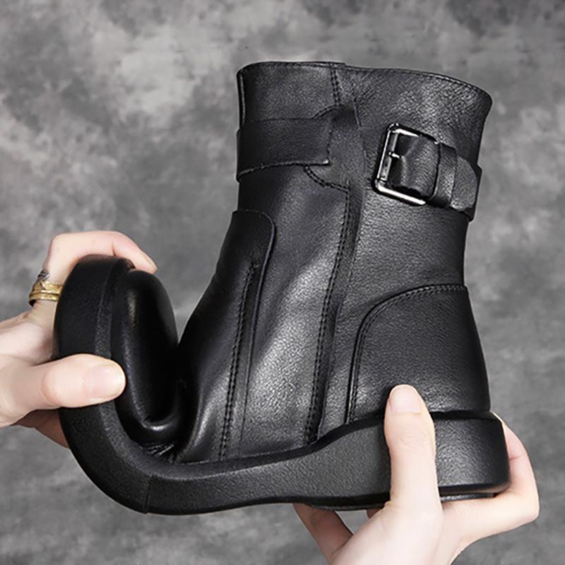 Casual Plush Lining Leather Boots