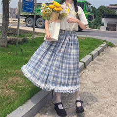 Celeste Plaid Cottagecore Mori Girl Skirt