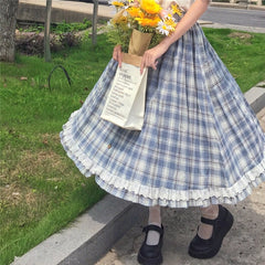 Celeste Plaid Cottagecore Mori Girl Skirt