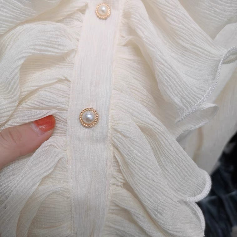 Charmaine Light/Dark Academia Ruffle Shirt