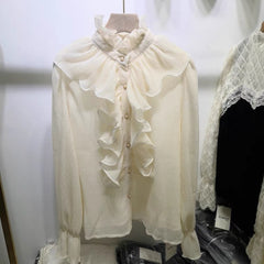 Charmaine Light/Dark Academia Ruffle Shirt