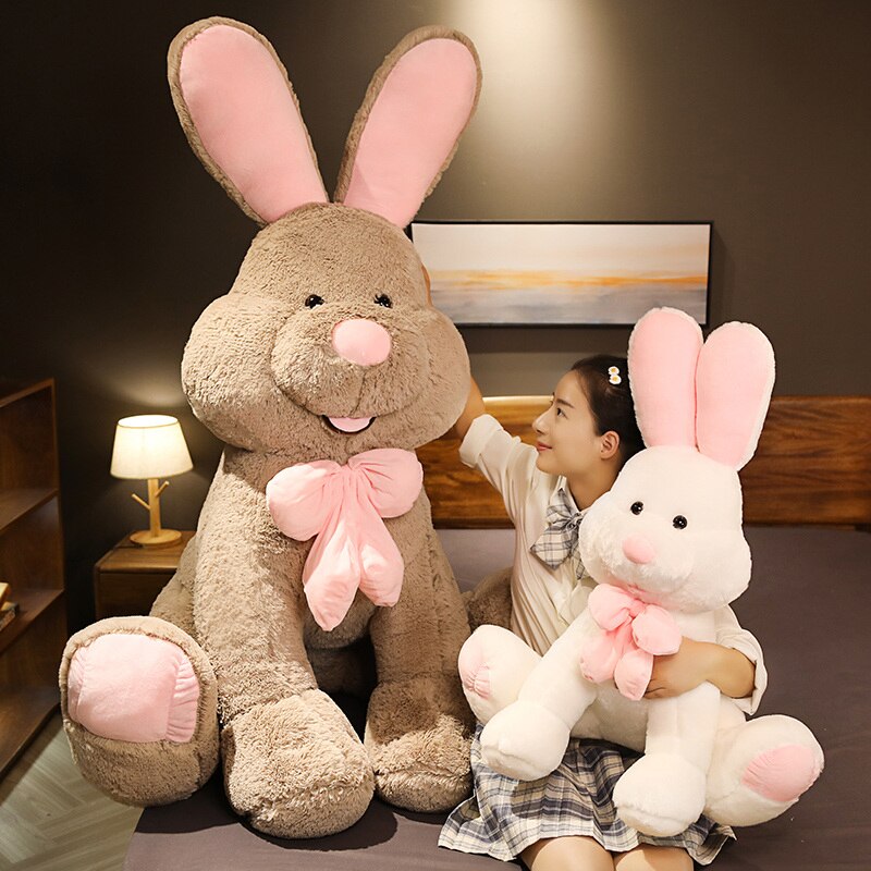 Cute Giant Costco American Big Rabbit Stuffed Bunny Doll Soft Animal Plush Toy America Rabbit with Long Ears Toys for Kids Gift