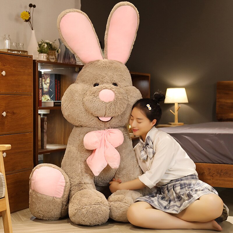 Cute Giant Costco American Big Rabbit Stuffed Bunny Doll Soft Animal Plush Toy America Rabbit with Long Ears Toys for Kids Gift
