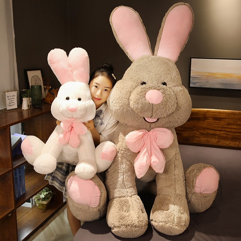 Cute Giant Costco American Big Rabbit Stuffed Bunny Doll Soft Animal Plush Toy America Rabbit with Long Ears Toys for Kids Gift
