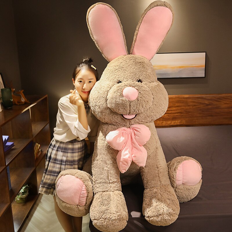 Cute Giant Costco American Big Rabbit Stuffed Bunny Doll Soft Animal Plush Toy America Rabbit with Long Ears Toys for Kids Gift