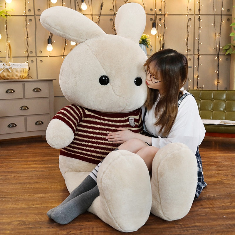 Cute sweater(with zipper) Rabbit doll super Large plush toy Girl Doll children hugging doll girlfriend gift