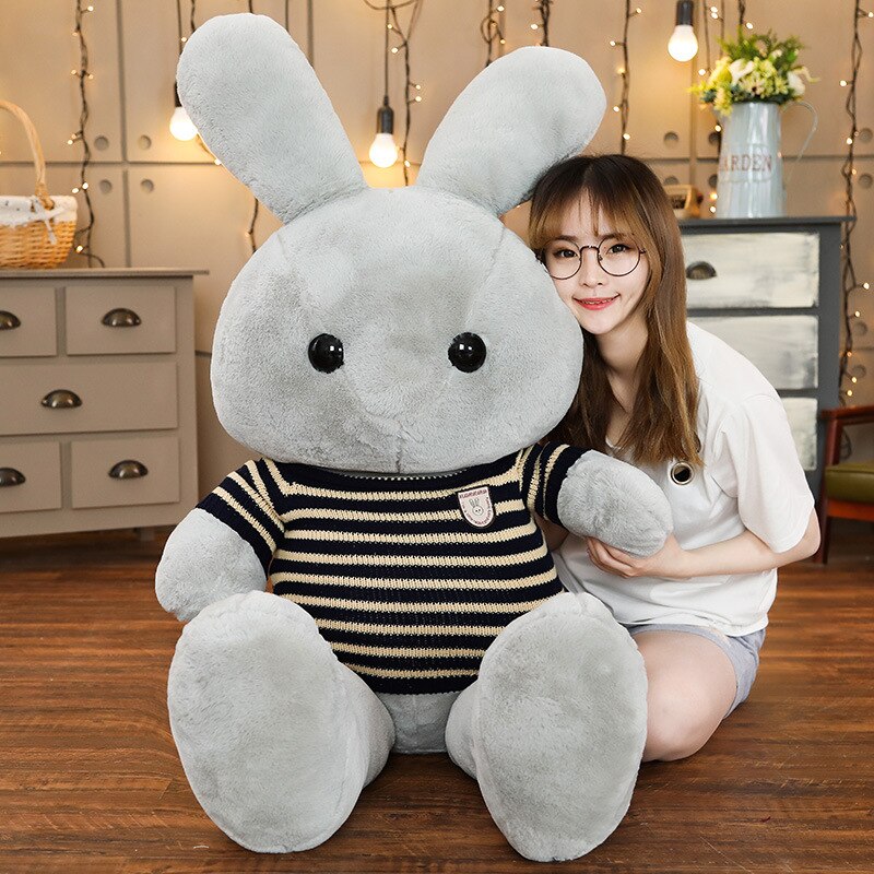 Cute sweater(with zipper) Rabbit doll super Large plush toy Girl Doll children hugging doll girlfriend gift