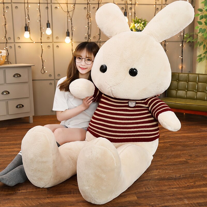 Cute sweater(with zipper) Rabbit doll super Large plush toy Girl Doll children hugging doll girlfriend gift