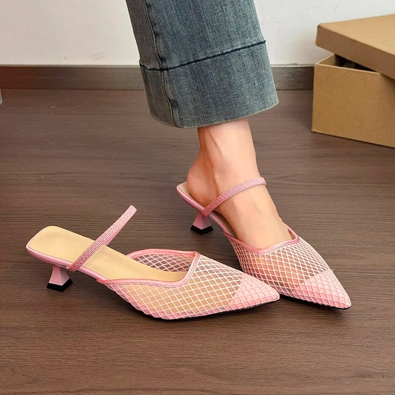 Designer Weave Mesh Women High Heels