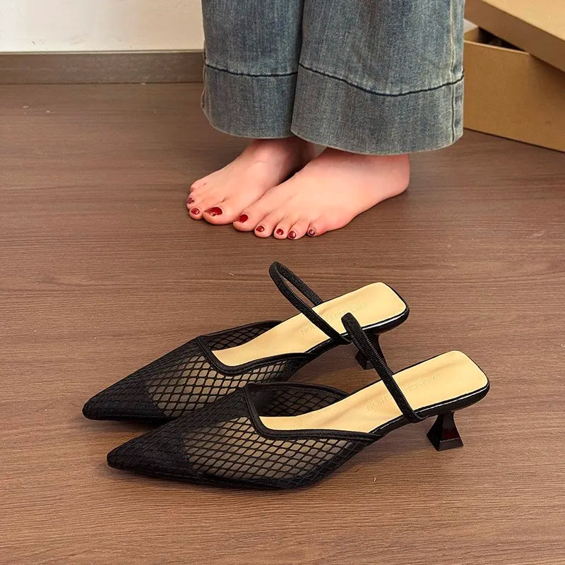 Designer Weave Mesh Women High Heels
