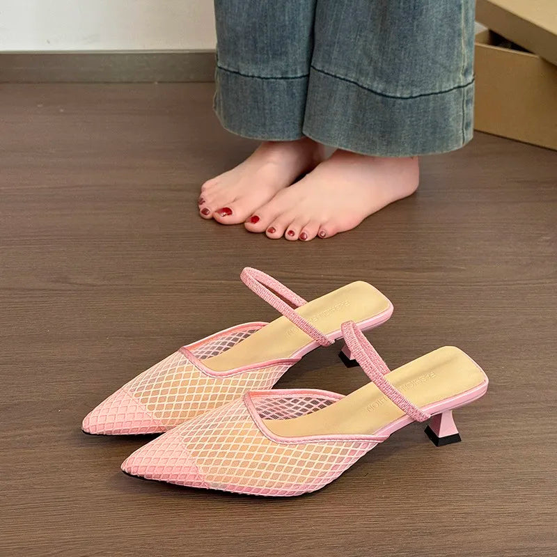 Designer Weave Mesh Women High Heels