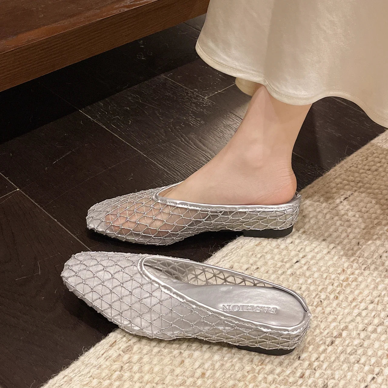 Designer Platform Half Slippers Breathable Hollow Out Slip-On Sandals