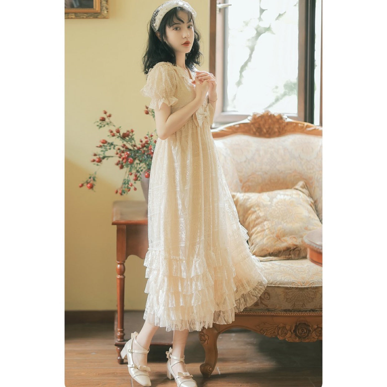 Dolly Heart Vintage-style Royalcore Lace Princess Dress