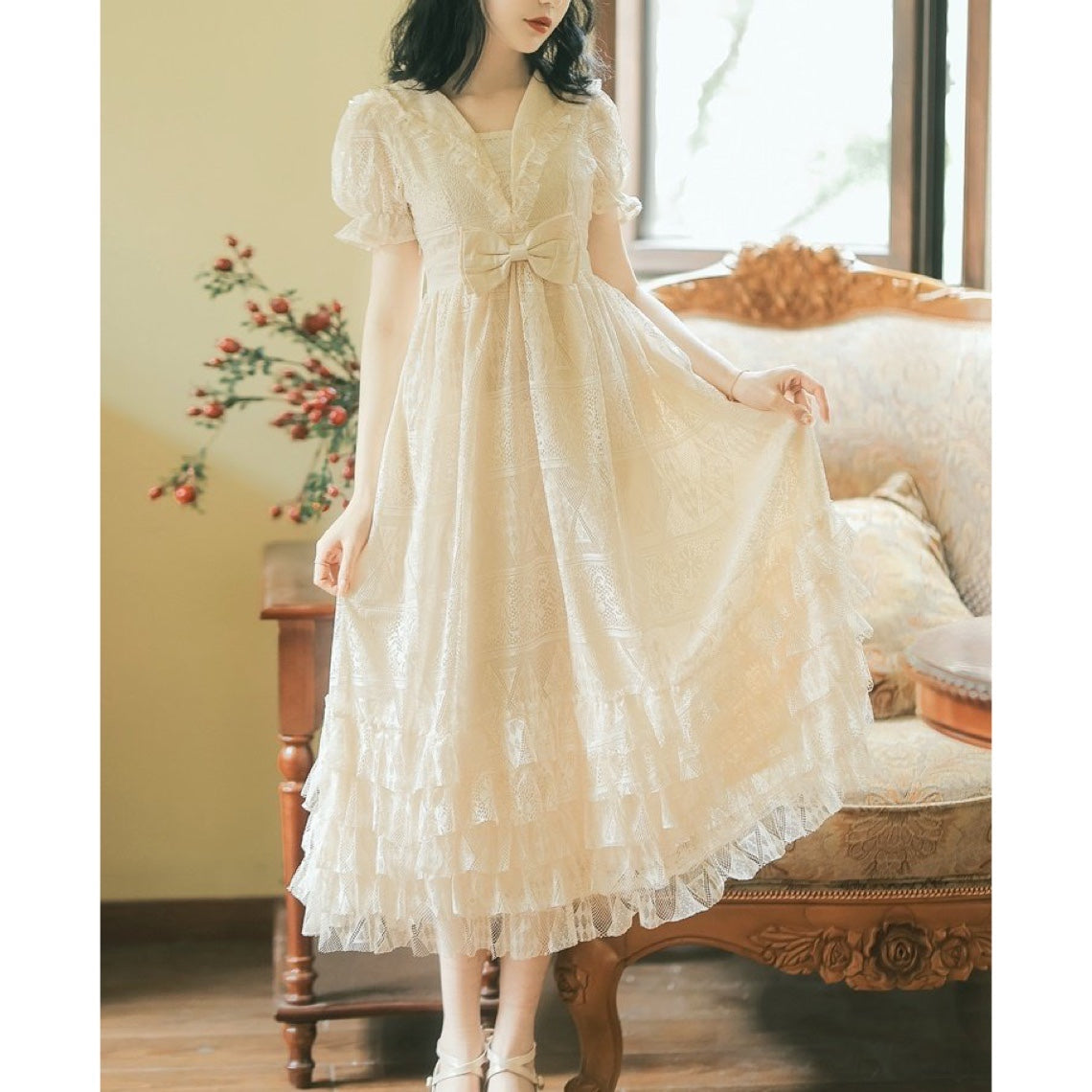 Dolly Heart Vintage-style Royalcore Lace Princess Dress