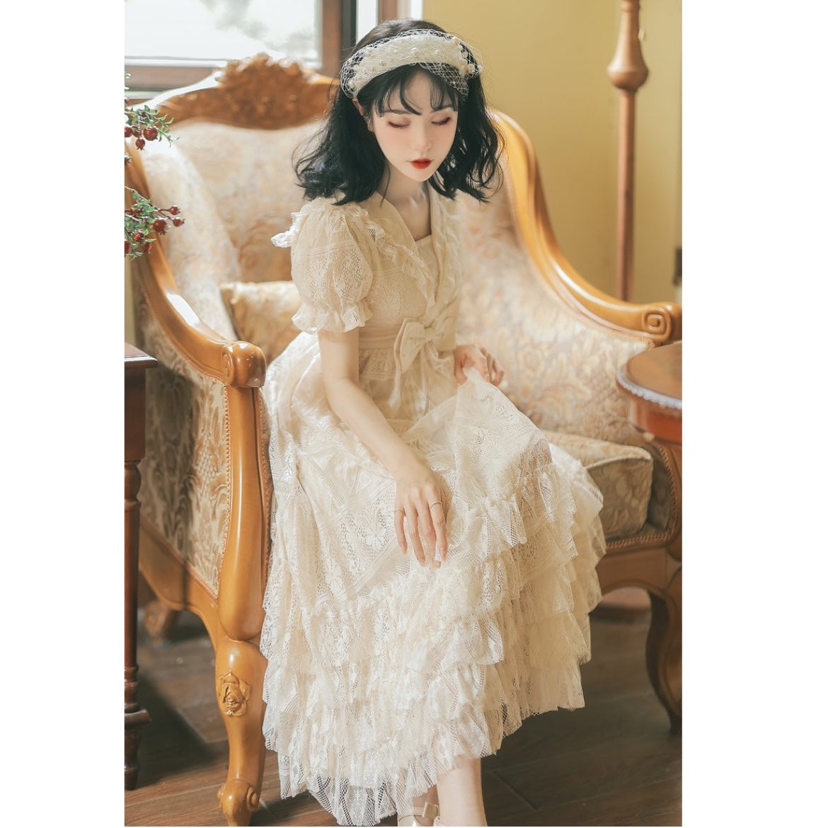 Dolly Heart Vintage-style Royalcore Lace Princess Dress