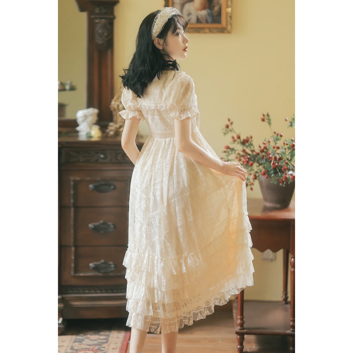 Dolly Heart Vintage-style Royalcore Lace Princess Dress