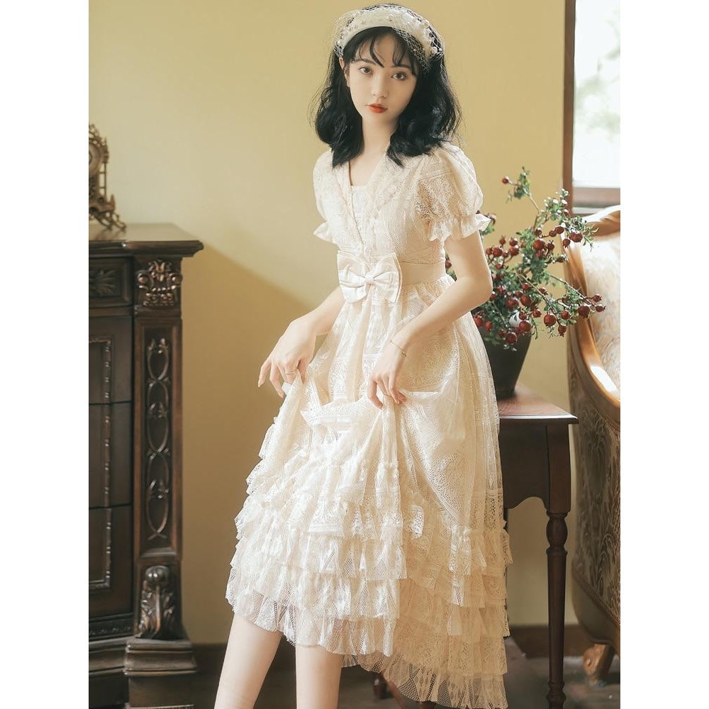 Dolly Heart Vintage-style Royalcore Lace Princess Dress