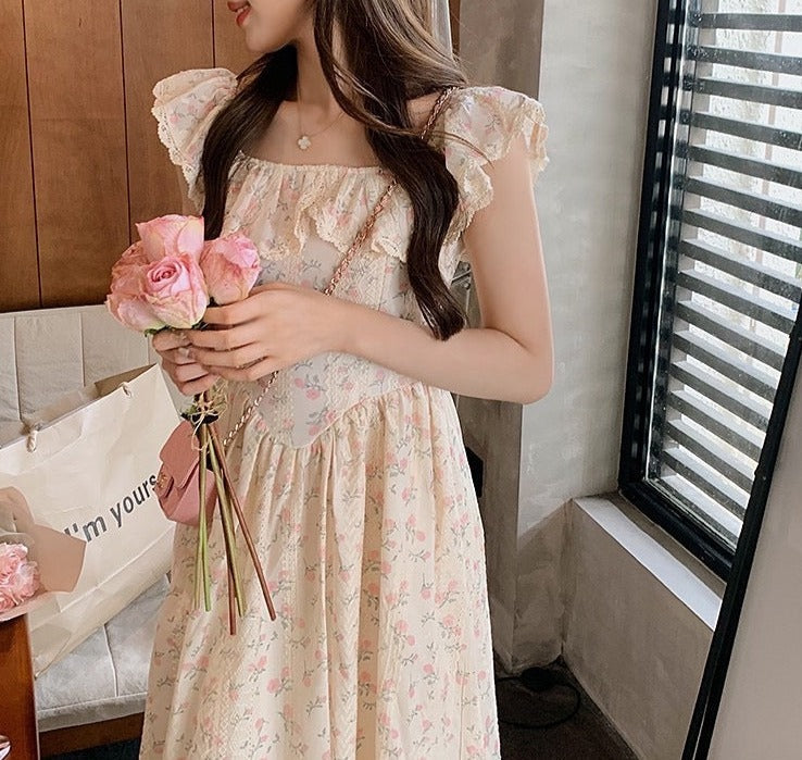 Summer End Vintage Floral Cottagecore Dress