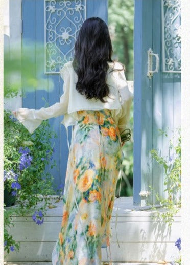 Summer Garden 2-Piece Floral Print Cottagecore Dress Set