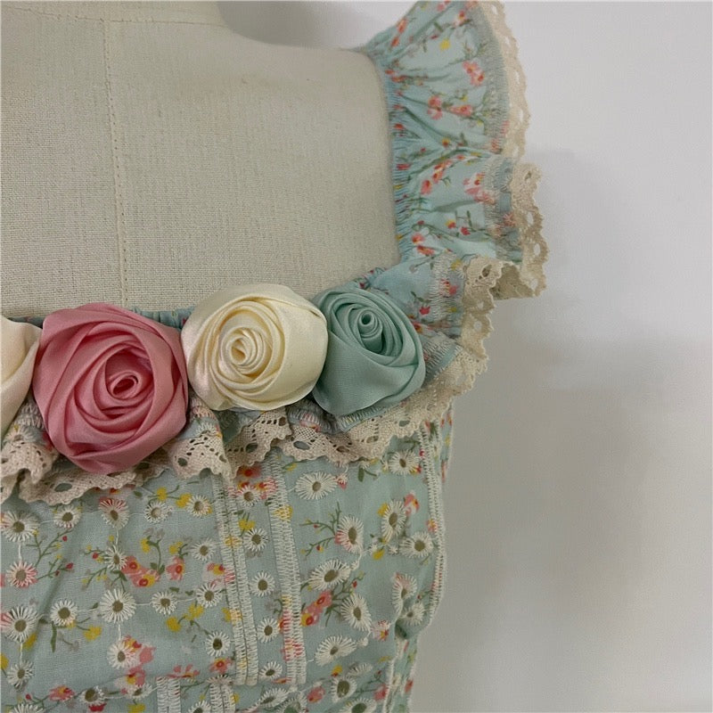Lotus Rose Garden Fitted Cottagecore Dress