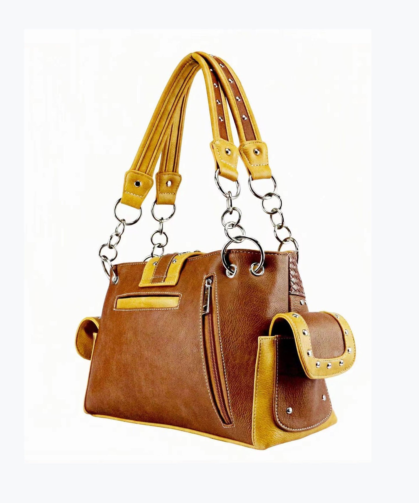 European And American Skulls Embroidery Rivet Satchel Bags