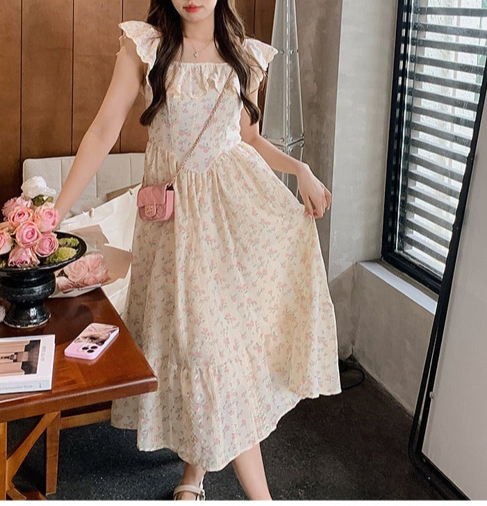 Summer End Vintage Floral Cottagecore Dress