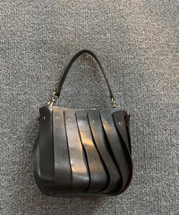 Black Calf Leather Satchel Handbag