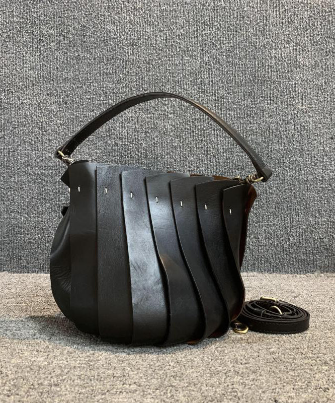 Black Calf Leather Satchel Handbag