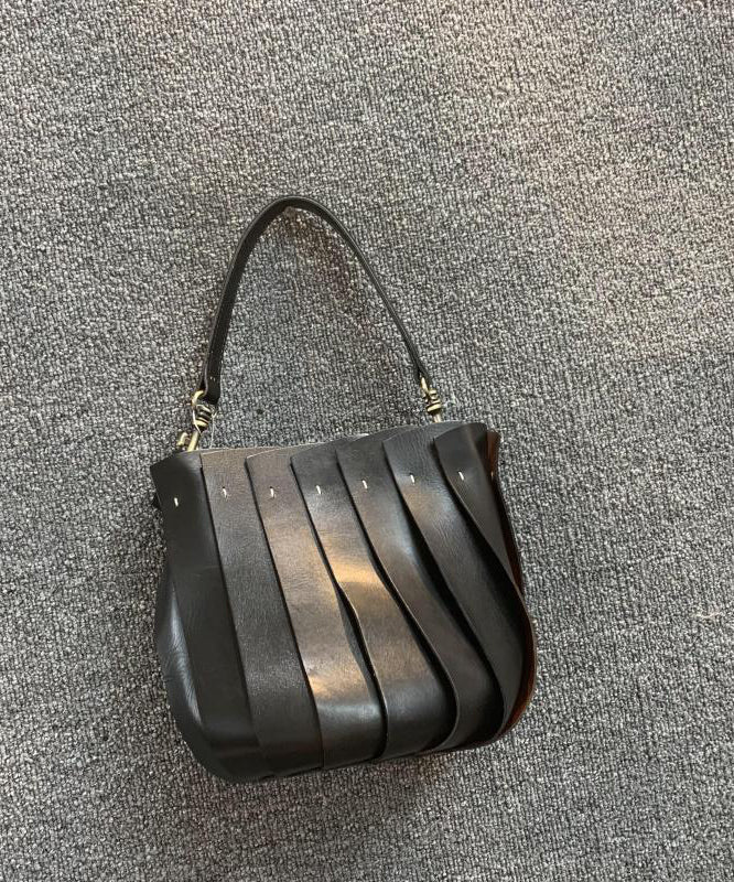Black Calf Leather Satchel Handbag
