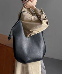 Black Large Capacity Faux Leather Satchel Handbag