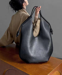 Black Large Capacity Faux Leather Satchel Handbag