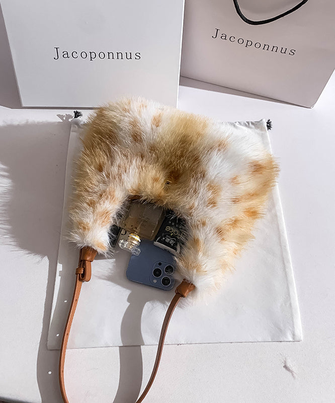 Satchel Brown Fuzzy Versatile Fur Fluffy Handbag