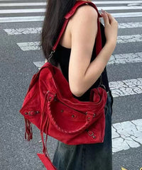 Red Large Capacity Faux Leather Satchel Bags SX1028