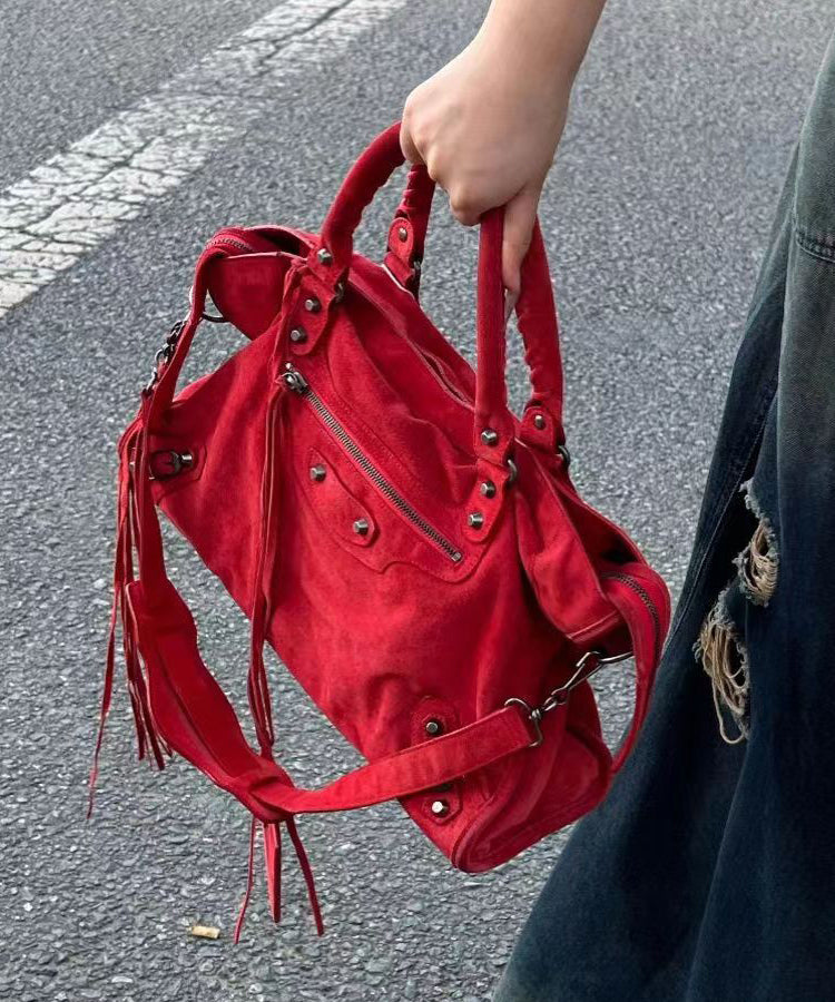 Red Large Capacity Faux Leather Satchel Bags SX1028