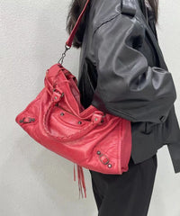 Red Large Capacity Faux Leather Satchel Bags SX1028