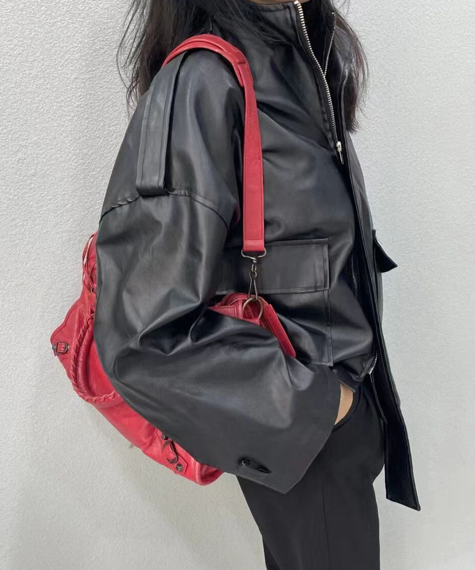 Red Large Capacity Faux Leather Satchel Bags SX1028