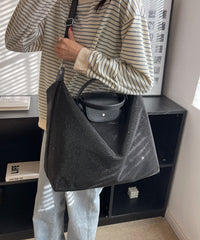 Silver Large Capacity Zircon Encrusted Handbag